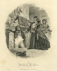 Dombey und Son: První vzhled Bunsbyho, vyryl Vistus Balch (1799-1884)